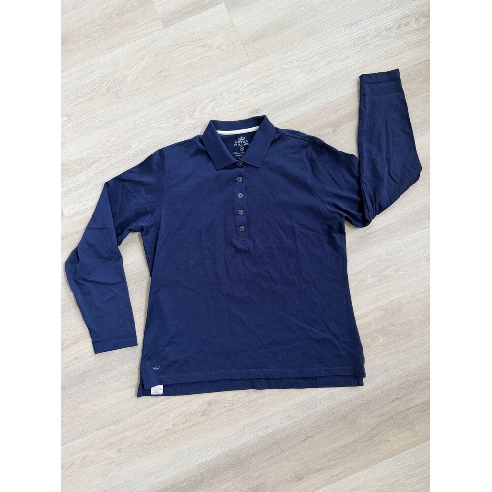 Peter Millar Polo Shirt Slim Fit Blue Men XL Cotton Blend Moisture Wicking - Picture 2 of 8